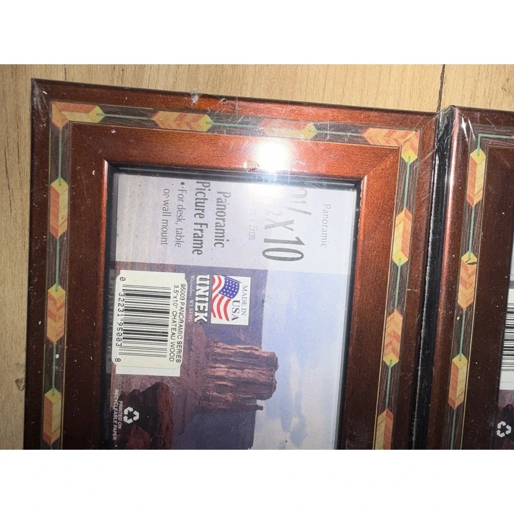 Vintage Western Native Picture Frame Western Cowboy Panoramic View 2 Pieces G